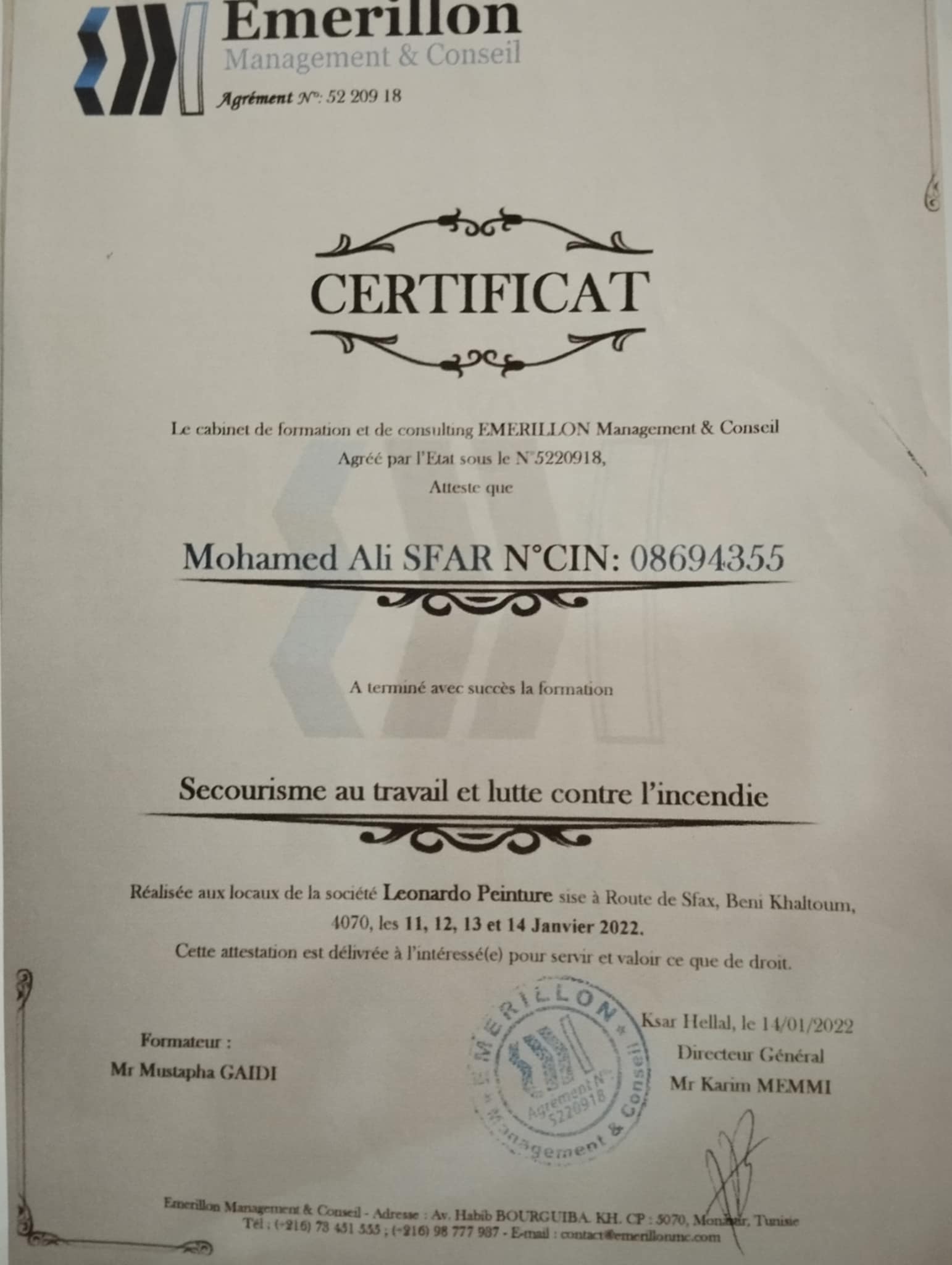 Certificat