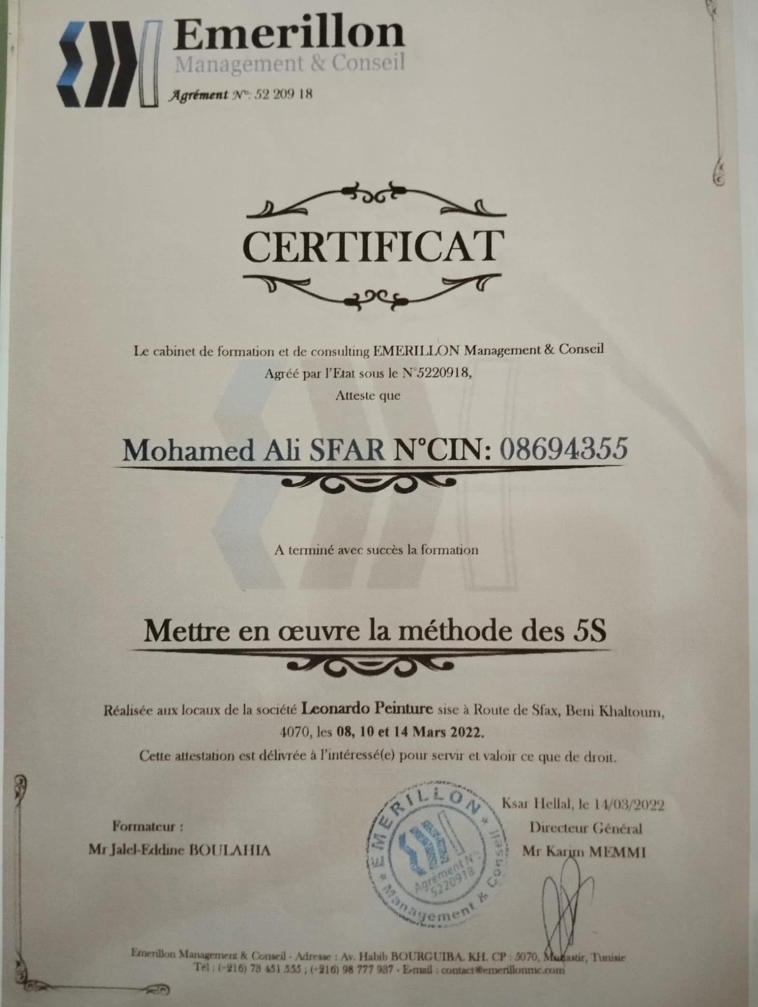 Certificat