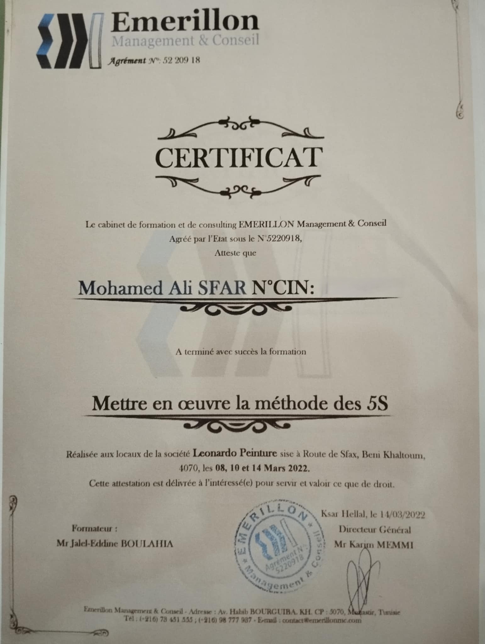 Certificat