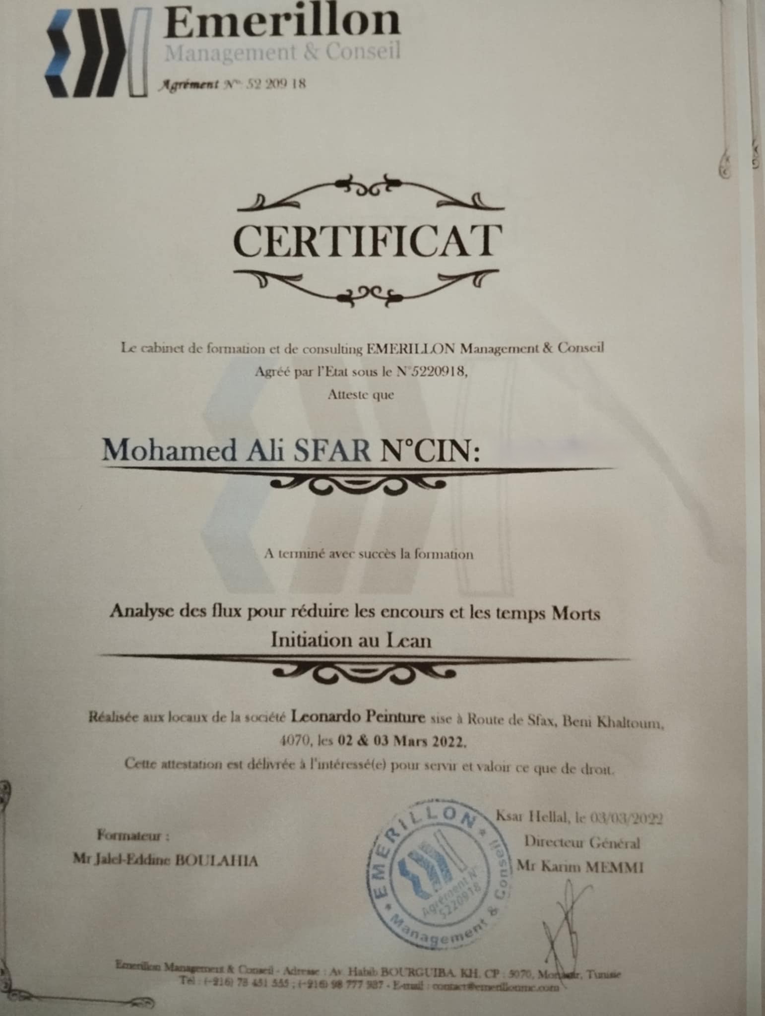 Certificat